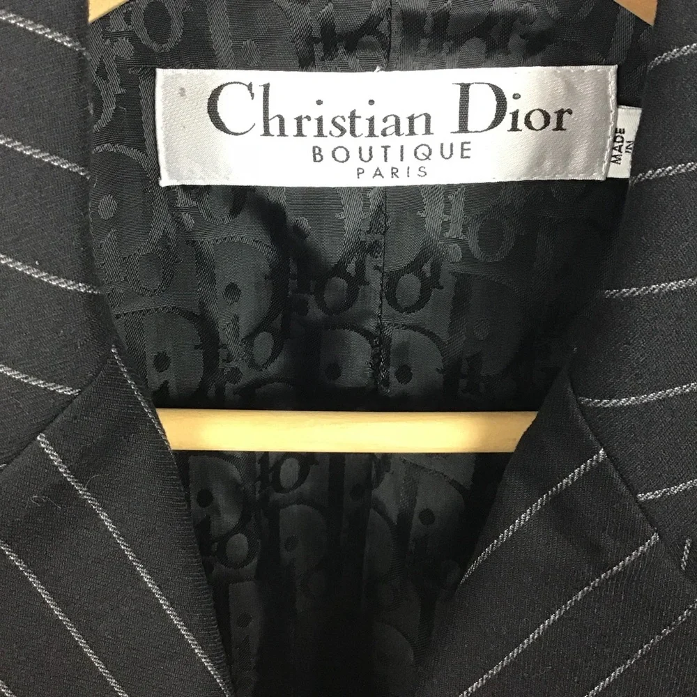 CHRISTIAN DIOR Boutique Galliano Era Pinstripe Wool Blazer Jacket FR44 US12